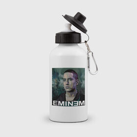 Бутылка спортивная с принтом постер Eminem в Санкт-Петербурге, металл | емкость — 500 мл, в комплекте две пластиковые крышки и карабин для крепления | eminm | slim shady | еминем | реп | репчик | рэп
