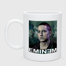 Кружка с принтом постер Eminem в Санкт-Петербурге, керамика | объем — 330 мл, диаметр — 80 мм. Принт наносится на бока кружки, можно сделать два разных изображения | eminm | slim shady | еминем | реп | репчик | рэп