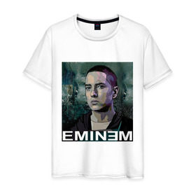 Мужская футболка хлопок с принтом постер Eminem в Санкт-Петербурге, 100% хлопок | прямой крой, круглый вырез горловины, длина до линии бедер, слегка спущенное плечо. | eminm | slim shady | еминем | реп | репчик | рэп