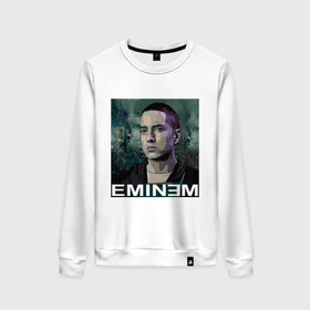Женский свитшот хлопок с принтом постер Eminem в Санкт-Петербурге, 100% хлопок | прямой крой, круглый вырез, на манжетах и по низу широкая трикотажная резинка  | eminm | slim shady | еминем | реп | репчик | рэп