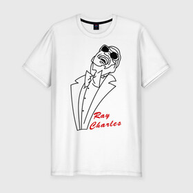 Мужская футболка премиум с принтом Ray Charles (1) в Санкт-Петербурге, 92% хлопок, 8% лайкра | приталенный силуэт, круглый вырез ворота, длина до линии бедра, короткий рукав | 