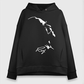 Женское худи Oversize хлопок с принтом Ray Charles в Санкт-Петербурге, френч-терри — 70% хлопок, 30% полиэстер. Мягкий теплый начес внутри —100% хлопок | боковые карманы, эластичные манжеты и нижняя кромка, капюшон на магнитной кнопке | jazz | ray charles | джаз | музыка | рэй чарльз