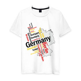 Мужская футболка хлопок с принтом Германия (крупные города) в Санкт-Петербурге, 100% хлопок | прямой крой, круглый вырез горловины, длина до линии бедер, слегка спущенное плечо. | germany | германия | город | города | для туристов | туристические