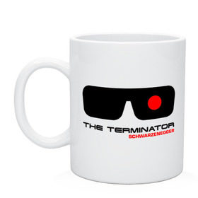 Кружка с принтом The Terminator в Санкт-Петербурге, керамика | объем — 330 мл, диаметр — 80 мм. Принт наносится на бока кружки, можно сделать два разных изображения | terminator | очки терминатор | терминатор | шварценеггер | шварцнеггер