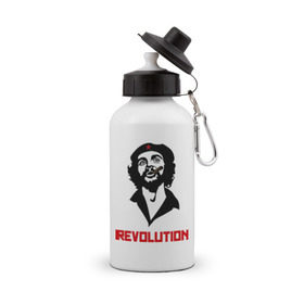 Бутылка спортивная с принтом Che Guevara Revolution в Санкт-Петербурге, металл | емкость — 500 мл, в комплекте две пластиковые крышки и карабин для крепления | че гевара