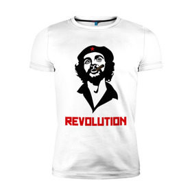 Мужская футболка премиум с принтом Che Guevara Revolution в Санкт-Петербурге, 92% хлопок, 8% лайкра | приталенный силуэт, круглый вырез ворота, длина до линии бедра, короткий рукав | Тематика изображения на принте: че гевара