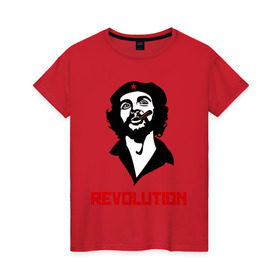 Женская футболка хлопок с принтом Che Guevara Revolution в Санкт-Петербурге, 100% хлопок | прямой крой, круглый вырез горловины, длина до линии бедер, слегка спущенное плечо | че гевара
