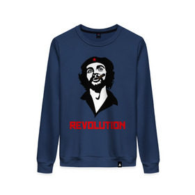 Женский свитшот хлопок с принтом Che Guevara Revolution в Санкт-Петербурге, 100% хлопок | прямой крой, круглый вырез, на манжетах и по низу широкая трикотажная резинка  | че гевара