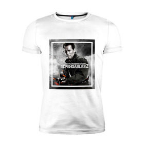 Мужская футболка премиум с принтом Schwarzenegger в Санкт-Петербурге, 92% хлопок, 8% лайкра | приталенный силуэт, круглый вырез ворота, длина до линии бедра, короткий рукав | expendables | schwarzenegger | арни | кино. фильмы | неудержимые | шварценеггер