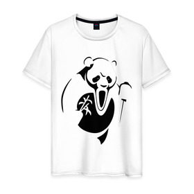 Мужская футболка хлопок с принтом Панда крик в Санкт-Петербурге, 100% хлопок | прямой крой, круглый вырез горловины, длина до линии бедер, слегка спущенное плечо. | Тематика изображения на принте: панда