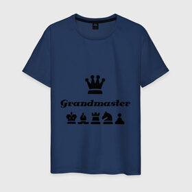 Мужская футболка хлопок с принтом Grandmaster в Санкт-Петербурге, 100% хлопок | прямой крой, круглый вырез горловины, длина до линии бедер, слегка спущенное плечо. | grandmaster | гросмейстер | гроссмейстер | шахматист | шахматы