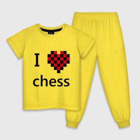 Детская пижама хлопок с принтом I love chess в Санкт-Петербурге, 100% хлопок |  брюки и футболка прямого кроя, без карманов, на брюках мягкая резинка на поясе и по низу штанин
 | Тематика изображения на принте: chess | i love chess | шахматы | я люблю шахматы