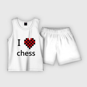 Детская пижама с шортами хлопок с принтом I love chess в Санкт-Петербурге,  |  | chess | i love chess | шахматы | я люблю шахматы