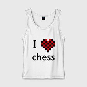 Женская майка хлопок с принтом I love chess в Санкт-Петербурге, 95% хлопок, 5% эластан |  | chess | i love chess | шахматы | я люблю шахматы