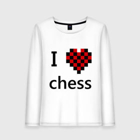 Женский лонгслив хлопок с принтом I love chess в Санкт-Петербурге, 100% хлопок |  | chess | i love chess | шахматы | я люблю шахматы