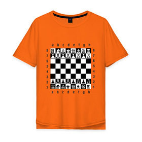 Мужская футболка хлопок Oversize с принтом Шахматная достка в Санкт-Петербурге, 100% хлопок | свободный крой, круглый ворот, “спинка” длиннее передней части | Тематика изображения на принте: шахматист | шахматная доска | шахматы