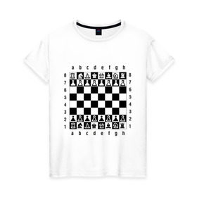 Женская футболка хлопок с принтом Шахматная достка в Санкт-Петербурге, 100% хлопок | прямой крой, круглый вырез горловины, длина до линии бедер, слегка спущенное плечо | шахматист | шахматная доска | шахматы