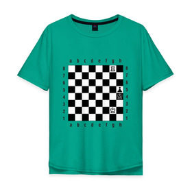 Мужская футболка хлопок Oversize с принтом Шахматная комбинация 1 в Санкт-Петербурге, 100% хлопок | свободный крой, круглый ворот, “спинка” длиннее передней части | комбинация | шахматист | шахматная доска | шахматы
