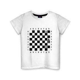 Детская футболка хлопок с принтом Шахматная комбинация 1 в Санкт-Петербурге, 100% хлопок | круглый вырез горловины, полуприлегающий силуэт, длина до линии бедер | комбинация | шахматист | шахматная доска | шахматы