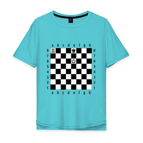 Мужская футболка хлопок Oversize с принтом Комбинация шах и мат в Санкт-Петербурге, 100% хлопок | свободный крой, круглый ворот, “спинка” длиннее передней части | Тематика изображения на принте: checkmate | мат | шах | шах и мат | шахматист | шахматная доска | шахматы