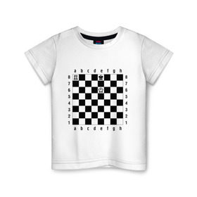Детская футболка хлопок с принтом Комбинация шах и мат в Санкт-Петербурге, 100% хлопок | круглый вырез горловины, полуприлегающий силуэт, длина до линии бедер | Тематика изображения на принте: checkmate | мат | шах | шах и мат | шахматист | шахматная доска | шахматы