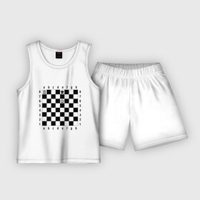 Детская пижама с шортами хлопок с принтом Комбинация шах и мат в Санкт-Петербурге,  |  | checkmate | мат | шах | шах и мат | шахматист | шахматная доска | шахматы