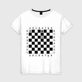Женская футболка хлопок с принтом Комбинация шах и мат в Санкт-Петербурге, 100% хлопок | прямой крой, круглый вырез горловины, длина до линии бедер, слегка спущенное плечо | checkmate | мат | шах | шах и мат | шахматист | шахматная доска | шахматы