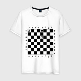 Мужская футболка хлопок с принтом Комбинация шах и мат в Санкт-Петербурге, 100% хлопок | прямой крой, круглый вырез горловины, длина до линии бедер, слегка спущенное плечо. | checkmate | мат | шах | шах и мат | шахматист | шахматная доска | шахматы