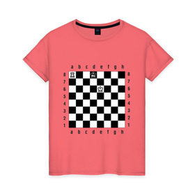 Женская футболка хлопок с принтом Комбинация Шах в Санкт-Петербурге, 100% хлопок | прямой крой, круглый вырез горловины, длина до линии бедер, слегка спущенное плечо | checkmate | мат | шах | шах и мат | шахматист | шахматная доска | шахматы