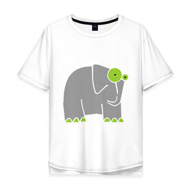 Мужская футболка хлопок Oversize с принтом Веселый слоник в Санкт-Петербурге, 100% хлопок | свободный крой, круглый ворот, “спинка” длиннее передней части | слон