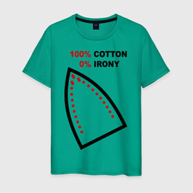 Мужская футболка хлопок с принтом 100% Cotton в Санкт-Петербурге, 100% хлопок | прямой крой, круглый вырез горловины, длина до линии бедер, слегка спущенное плечо. | 
