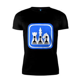 Мужская футболка премиум с принтом белые-черные в Санкт-Петербурге, 92% хлопок, 8% лайкра | приталенный силуэт, круглый вырез ворота, длина до линии бедра, короткий рукав | chess | дорожный знак | знак | шахматы