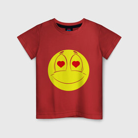 Детская футболка хлопок с принтом Влюбленный смайлик в Санкт-Петербурге, 100% хлопок | круглый вырез горловины, полуприлегающий силуэт, длина до линии бедер | smile | любовь | смайл | смайлик | улыбка