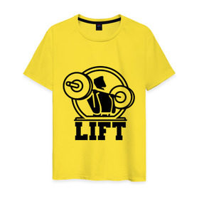 Мужская футболка хлопок с принтом Lift в Санкт-Петербурге, 100% хлопок | прямой крой, круглый вырез горловины, длина до линии бедер, слегка спущенное плечо. | 