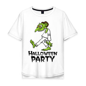 Мужская футболка хлопок Oversize с принтом Halloween party-зомби в Санкт-Петербурге, 100% хлопок | свободный крой, круглый ворот, “спинка” длиннее передней части | зомби
