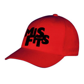 Бейсболка с принтом Misfits лого в Санкт-Петербурге, 100% хлопок | классический козырек, металлическая застежка-регулятор размера | missfit | мисфит | отбросы | сериалы