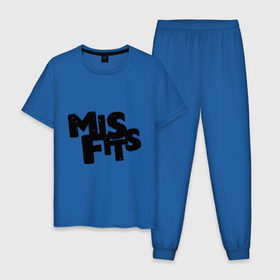 Мужская пижама хлопок с принтом Misfits лого в Санкт-Петербурге, 100% хлопок | брюки и футболка прямого кроя, без карманов, на брюках мягкая резинка на поясе и по низу штанин
 | missfit | мисфит | отбросы | сериалы