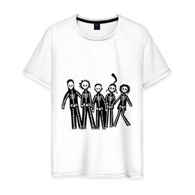 Мужская футболка хлопок с принтом Отбросы -скелеты в Санкт-Петербурге, 100% хлопок | прямой крой, круглый вырез горловины, длина до линии бедер, слегка спущенное плечо. | missfit | отбросы | сериалы | скелеты
