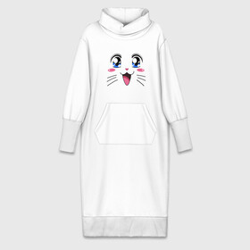Платье удлиненное хлопок с принтом Японская кошечка в Санкт-Петербурге,  |  | аниме | глаза | глазки | девушкам | киса | кот | коте | котенок | кошечка | кошка | милые создания | мордочка | японская кошечка