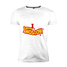 Мужская футболка премиум с принтом I love MOSCOW (3) в Санкт-Петербурге, 92% хлопок, 8% лайкра | приталенный силуэт, круглый вырез ворота, длина до линии бедра, короткий рукав | i love moscow | moscow | город | города | москва | я люблю москву