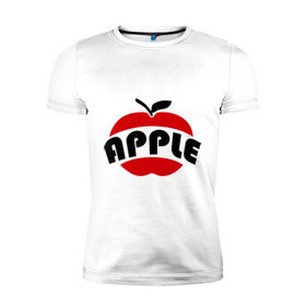 Мужская футболка премиум с принтом Яблоко apple в Санкт-Петербурге, 92% хлопок, 8% лайкра | приталенный силуэт, круглый вырез ворота, длина до линии бедра, короткий рукав | apple | яблоко