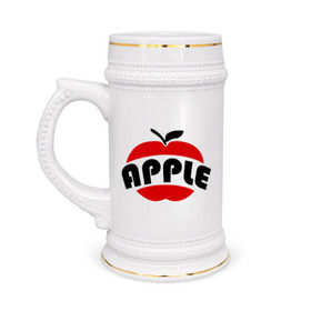 Кружка пивная с принтом Яблоко apple в Санкт-Петербурге,  керамика (Материал выдерживает высокую температуру, стоит избегать резкого перепада температур) |  объем 630 мл | apple | яблоко
