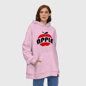 Худи SuperOversize хлопок с принтом Яблоко apple в Санкт-Петербурге, 70% хлопок, 30% полиэстер, мягкий начес внутри | карман-кенгуру, эластичная резинка на манжетах и по нижней кромке, двухслойный капюшон
 | apple | яблоко