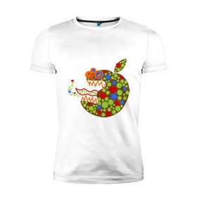 Мужская футболка премиум с принтом Зубастый apple в Санкт-Петербурге, 92% хлопок, 8% лайкра | приталенный силуэт, круглый вырез ворота, длина до линии бедра, короткий рукав | apple | зубастый эппл | яблоко