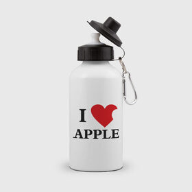 Бутылка спортивная с принтом love apple в Санкт-Петербурге, металл | емкость — 500 мл, в комплекте две пластиковые крышки и карабин для крепления | Тематика изображения на принте: 