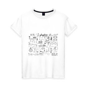 Женская футболка хлопок с принтом Все силы(F) физики в Санкт-Петербурге, 100% хлопок | прямой крой, круглый вырез горловины, длина до линии бедер, слегка спущенное плечо | для студентов | студенческие | физика | шпаргалка | шпаргалки | шпоры