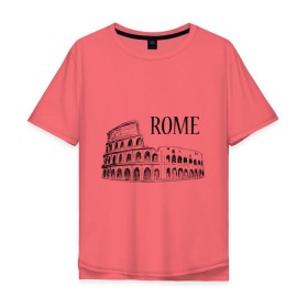 Мужская футболка хлопок Oversize с принтом ROME (эскиз) в Санкт-Петербурге, 100% хлопок | свободный крой, круглый ворот, “спинка” длиннее передней части | Тематика изображения на принте: италия | колизей | рим | туристам