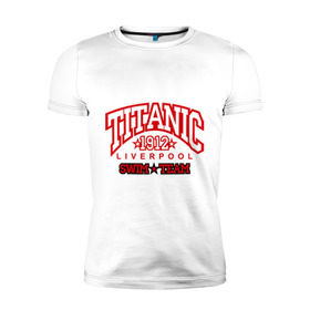 Мужская футболка премиум с принтом TITANIC swim team в Санкт-Петербурге, 92% хлопок, 8% лайкра | приталенный силуэт, круглый вырез ворота, длина до линии бедра, короткий рукав | sport | ливерпуль | плавание | титаник