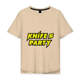 Мужская футболка хлопок Oversize с принтом Knife party в Санкт-Петербурге, 100% хлопок | свободный крой, круглый ворот, “спинка” длиннее передней части | dubstep | вечеринка | даб степ | дабстеп | музыка