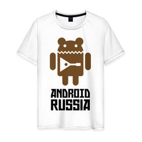 Мужская футболка хлопок с принтом Android Russia в Санкт-Петербурге, 100% хлопок | прямой крой, круглый вырез горловины, длина до линии бедер, слегка спущенное плечо. | android russia | антибренд